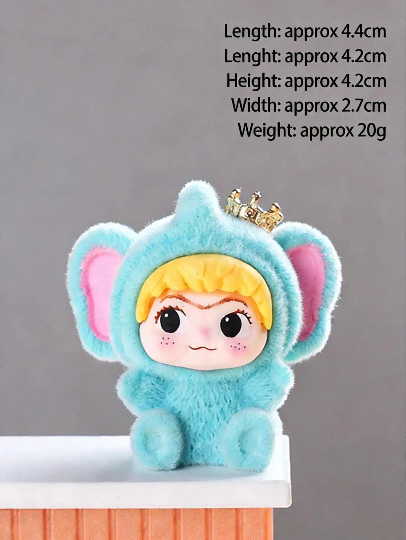 

1 Pc Cute Flocked Kuku Elephant Ornament - Creative Gift, Perfect for Car & Office Desk Decoration синий