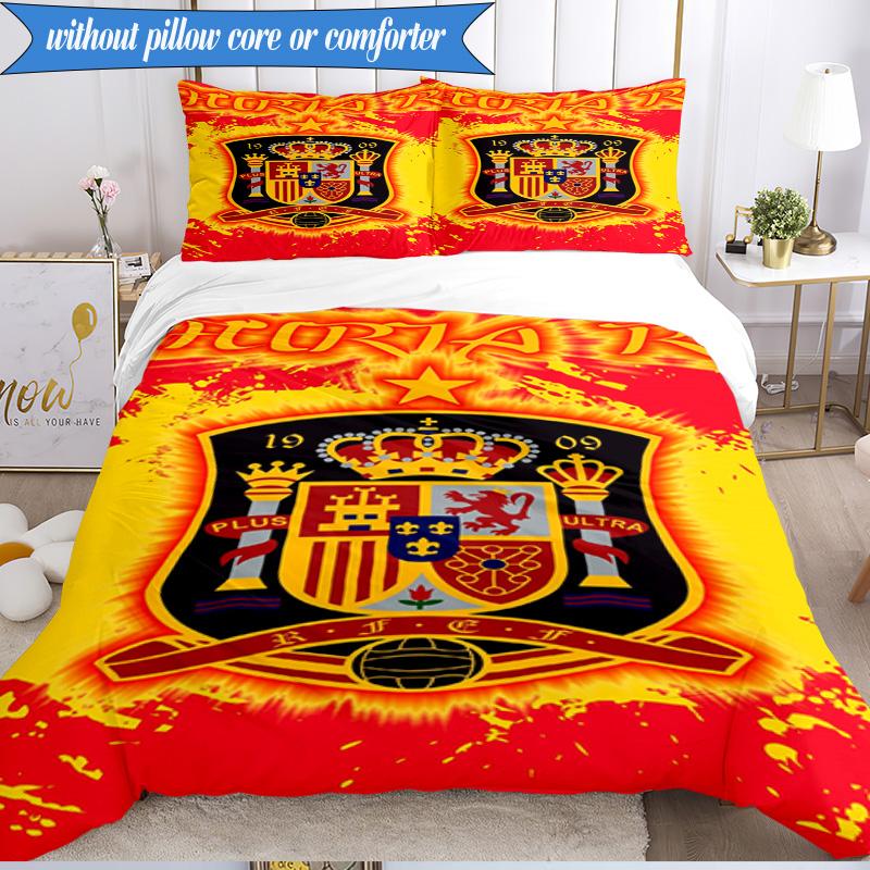 Set Biancheria da Letto 3 Pezzi con Stemma Calcio Spagnolo Gruppo Musicale K-pop, Ideale per Camera da Letto, Dormitorio, Include Copripiumino e 2 Federe, Regali per Fan