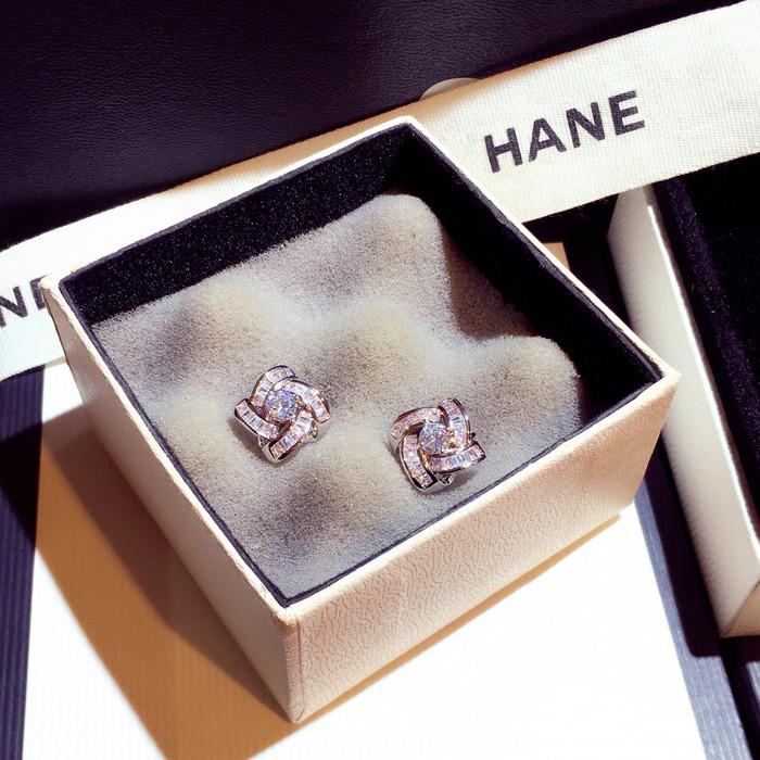 Koreanische Geometrische Silbernadel Zirkonia Ohrringe - Super Flash Design E002144