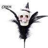 Halloween Wall Decorations Decoration, Skull Pumpkin Vase Insert, Gothic Ghost Feather Flower Theme Decor Arrangement, Spooky Dark Centerpiece