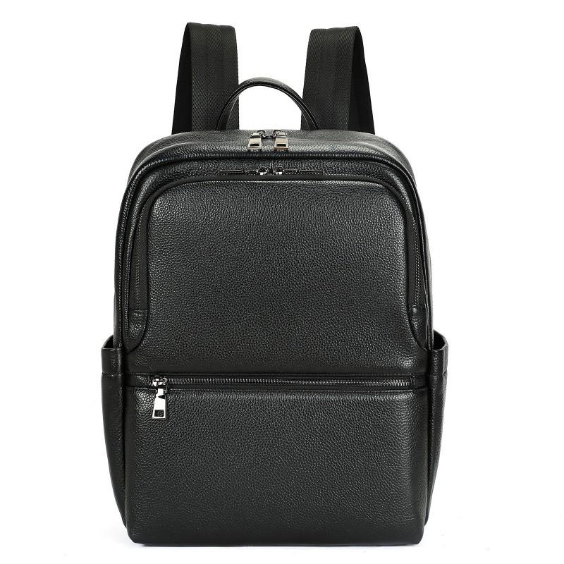 New Leather Men s 15 Inch Computer Backpack With High-end Feel Business Travel Bag Large Capacity чёрный