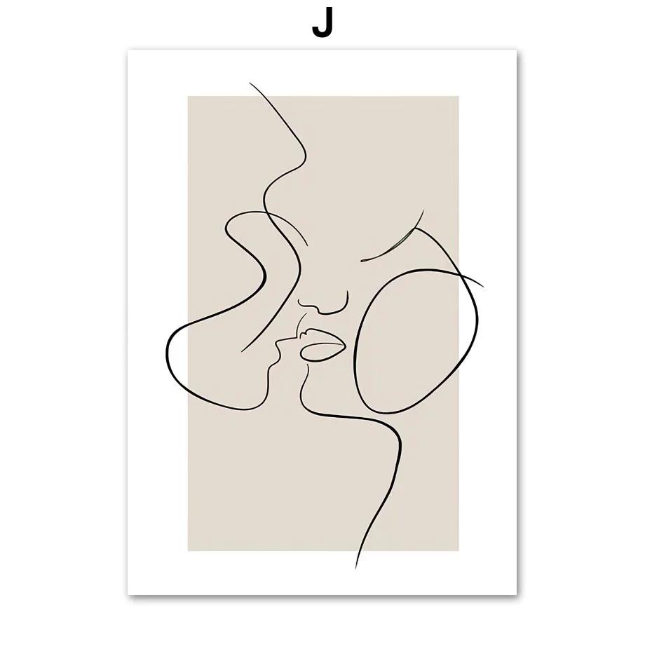 Modern Abstract Love Line Girl Body Flower Posters And Prints Canvas Painting Wall Art Pictures Living Room Home Decoration