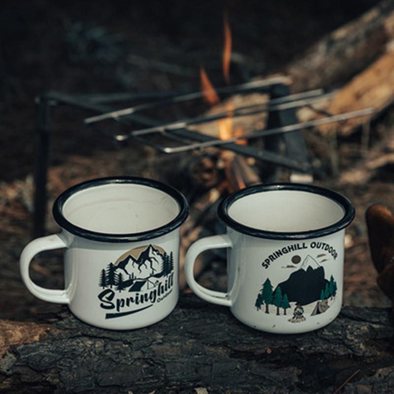 Outdoor Back To Ancients Creative Enamel Camping Mug 300ml Metal Enamel Coffee Tea Camping Hiking Backpacking Fishing Picnic