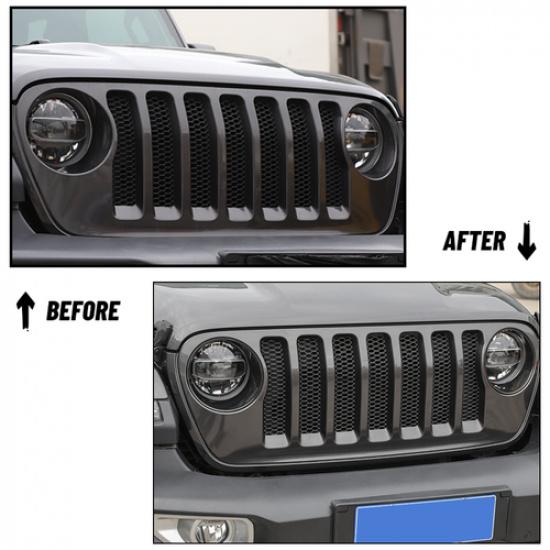 Carbon Fiber Headlight Lamp Decor Bezel Trim Cover Ring for Jeep Wrangler JL 18+