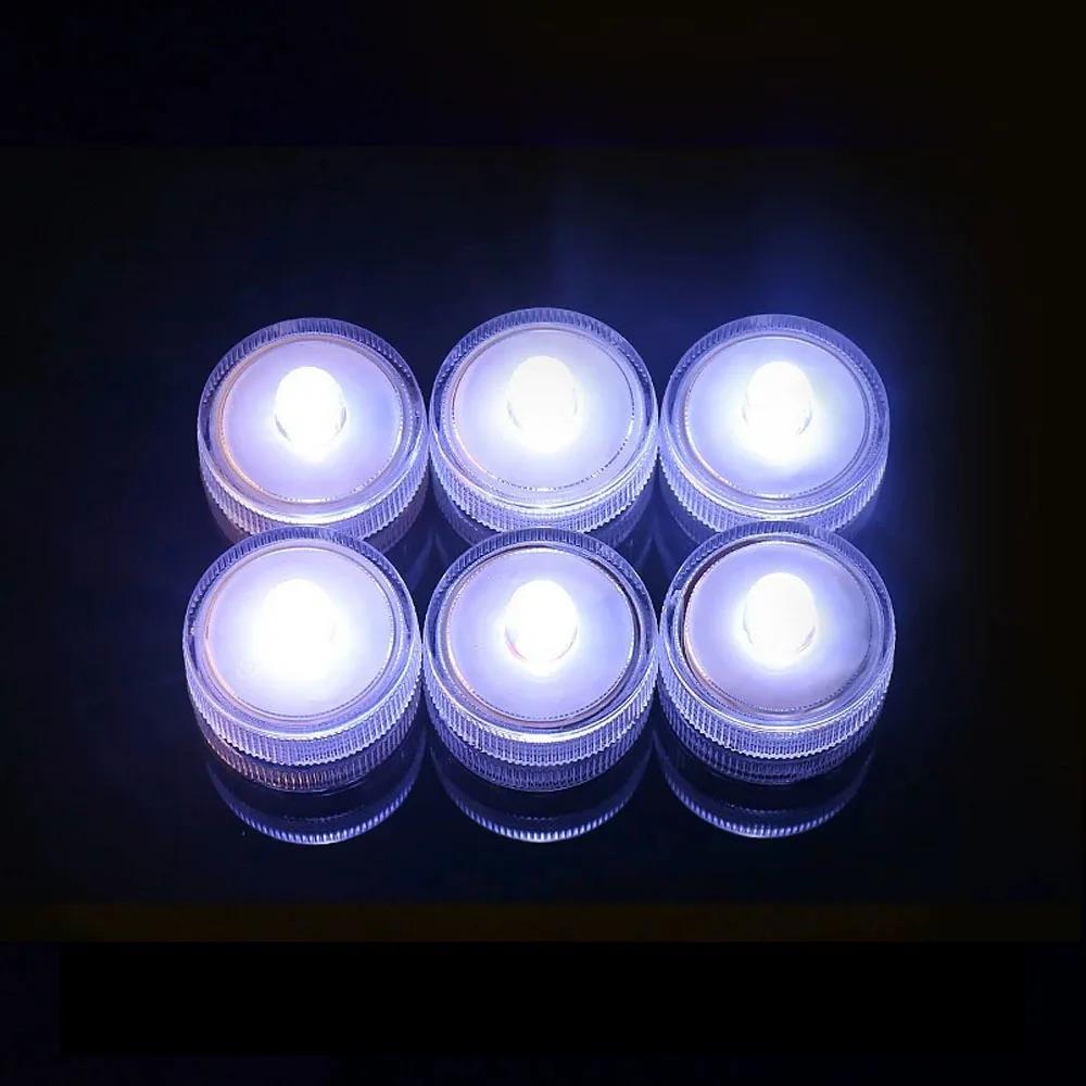 1PC Mini Submersible LED Lights Waterproof Small Tealight Candles Battery Operated Underwater Light for Vase Pool Pond Halloween