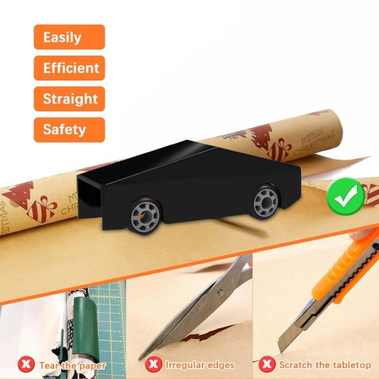 Wrapping Paper Cutters Plastic Gift Wrap Roll Cutters Portable Christmas Gift Wrap Dispenser Safety Blade Gift Wrap Tool for Holiday Packaging