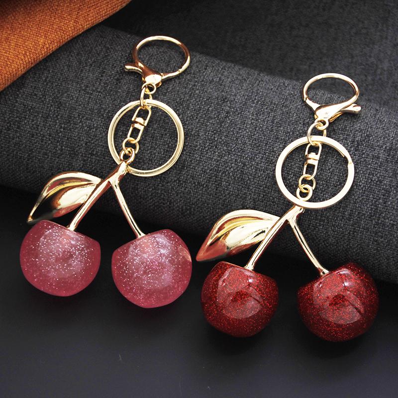 Decorative pendant Cherry Keychain for Bag Women Girls Key Chains Cute Car keyrings for leather handbags Gifts Jewelry Fashion