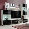 Wall-mounted Display TV Cabinet with LED Light 4 Pieces Black