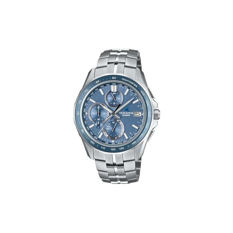 Casio Oceanus Watch (OCW-S7000E-2AJF) Made in Japan, Manta, Bluetooth, Radio-Controlled Solar Watch, Sapphire Crystal, Light Blue, Men's