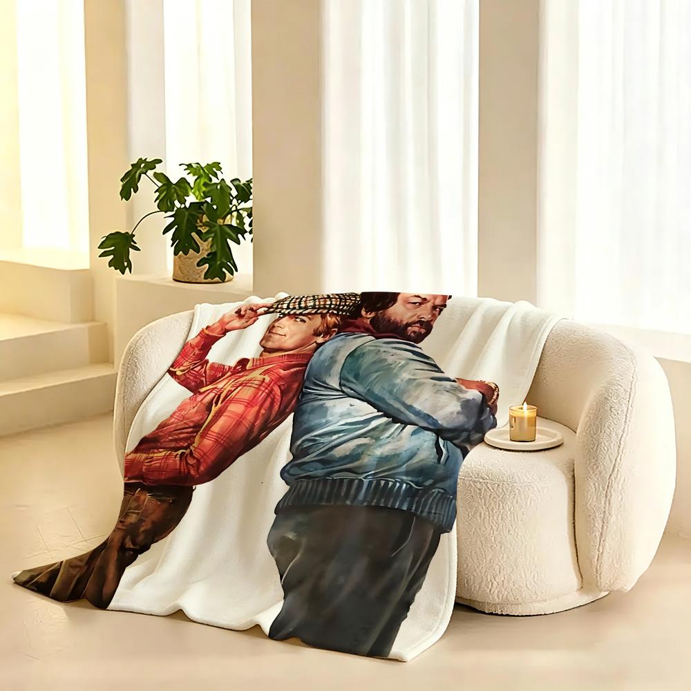 Terence Hill and Bud Spencer Actors Throw 240g flannel blanket, suitable for sofas, beds, offices, exquisite gift blankets