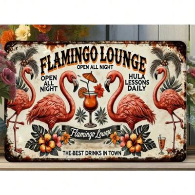 Vintage Flamingo Metallschild Retro Tropische Bar Dekoration Tiki Man Cave Kunst