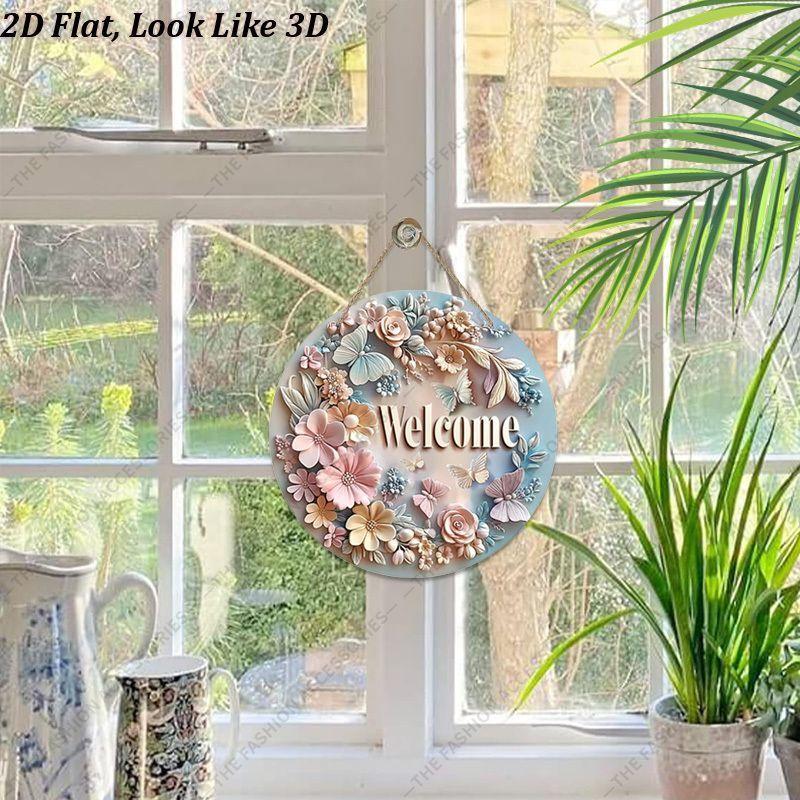 2D flat hanging decorative signs,interior wall or door decoration,garden decoration,"Welcome"logo,a housewarming gift for friends