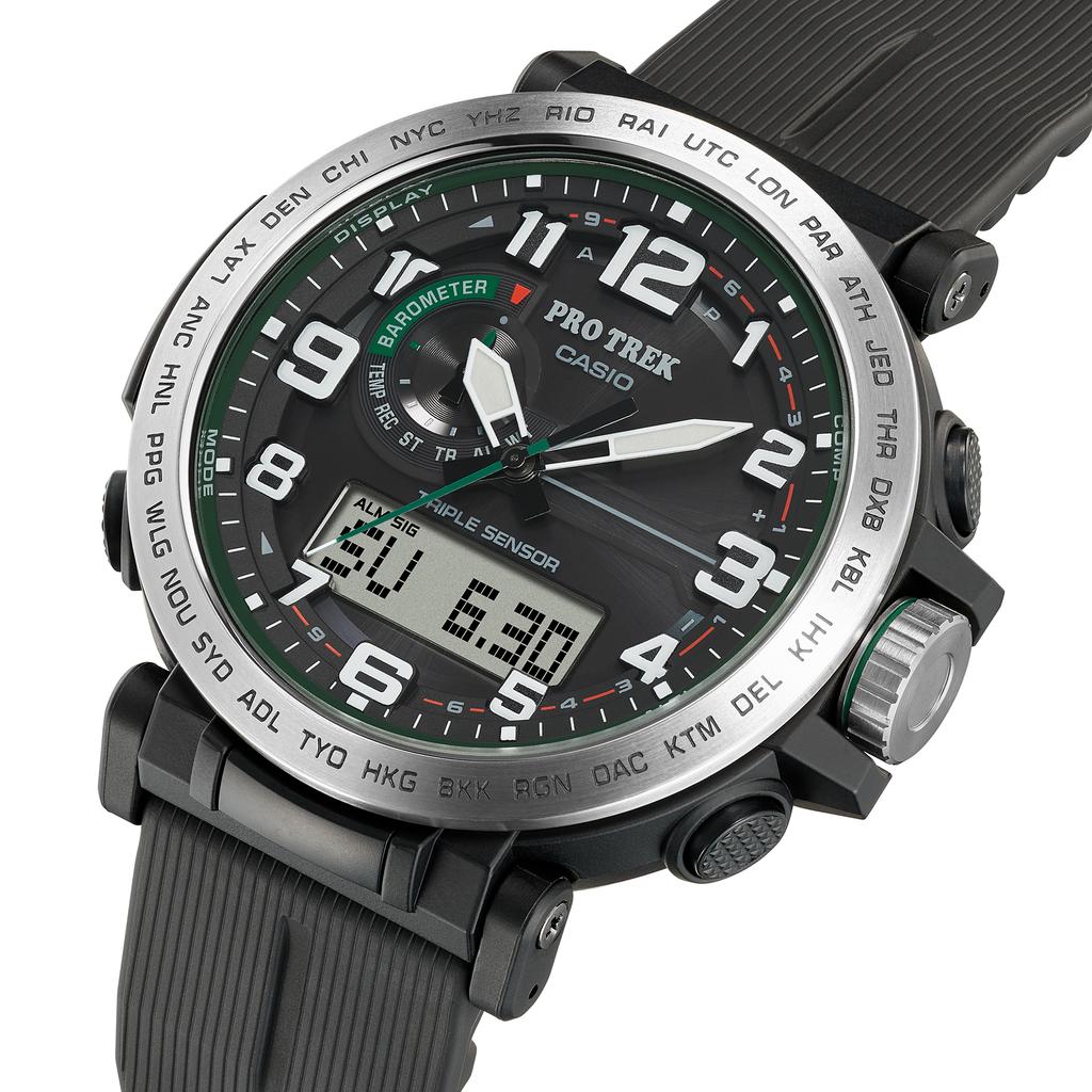 Casio Men's Stainless Steel 100M Water Resistant Digital Alarm Quartz Watch PRG-601-1