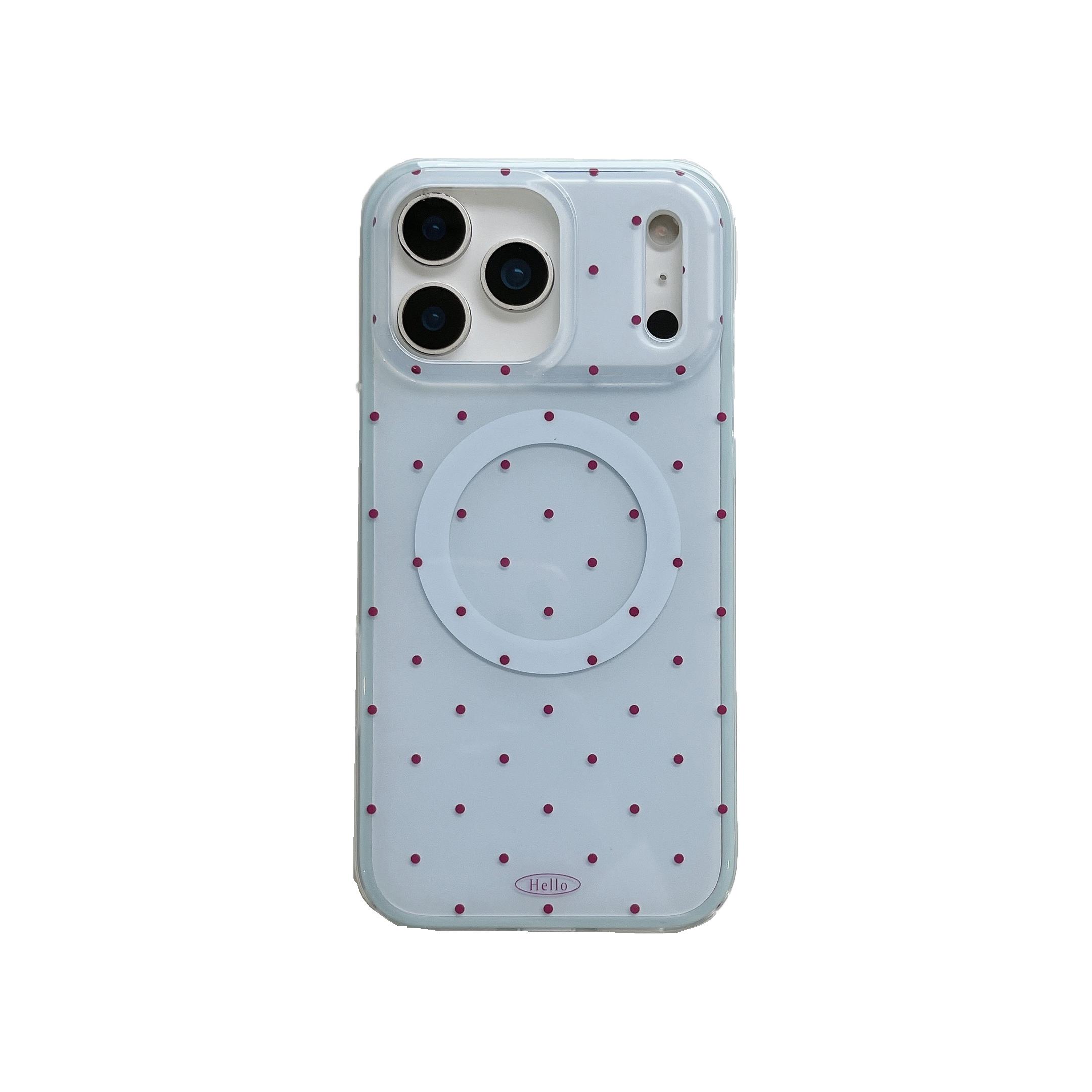 

Red and Blue Background With Red Dots Two-in-one Magnetic Phone Case For IPhone 14 15 16 17 Transparent PC Hard Board Case iPhone 16 Pro Max