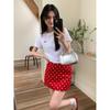 2025 Summer Petite Red Polka Dot A-Line Mini Skirt: Slimming High-Waisted Design for Women