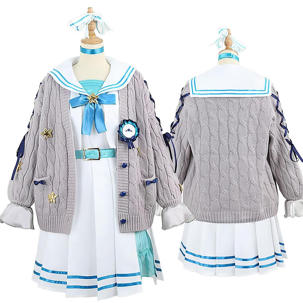 Hololive Suisei Hoshimachi Cosplay Halloween VTuber Sailor Uniform [Milky Time] (White)
