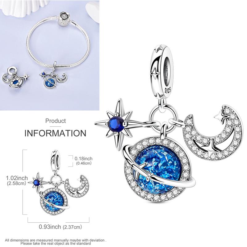 Charms Bead Copper Starlit Sky Moon Sun Earth Universe Charm Fit Bangle Bracelet Necklace Diy Jewelry