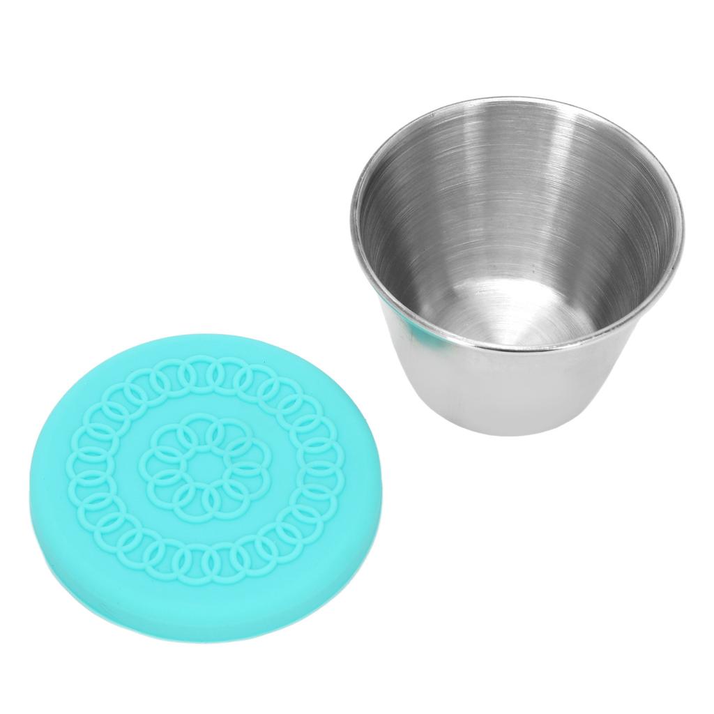Beauty Salon Essential Oil Cup Stainless Steel Condiment Salad Dressing Container with Silicone Lid 70ml