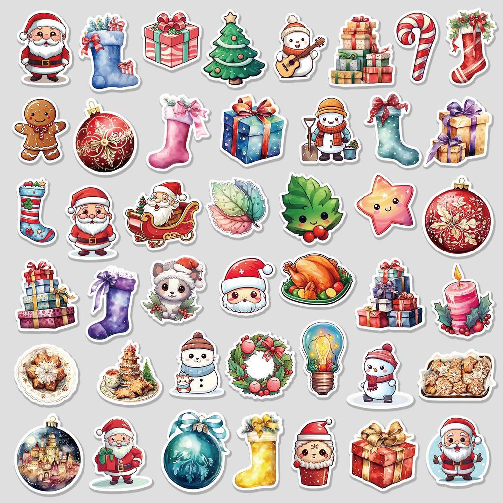 2024 Nordic Style Christmas Doodle Stickers - 50 Sheets for Water Bottles, Cups, and Children's DIY Decorations