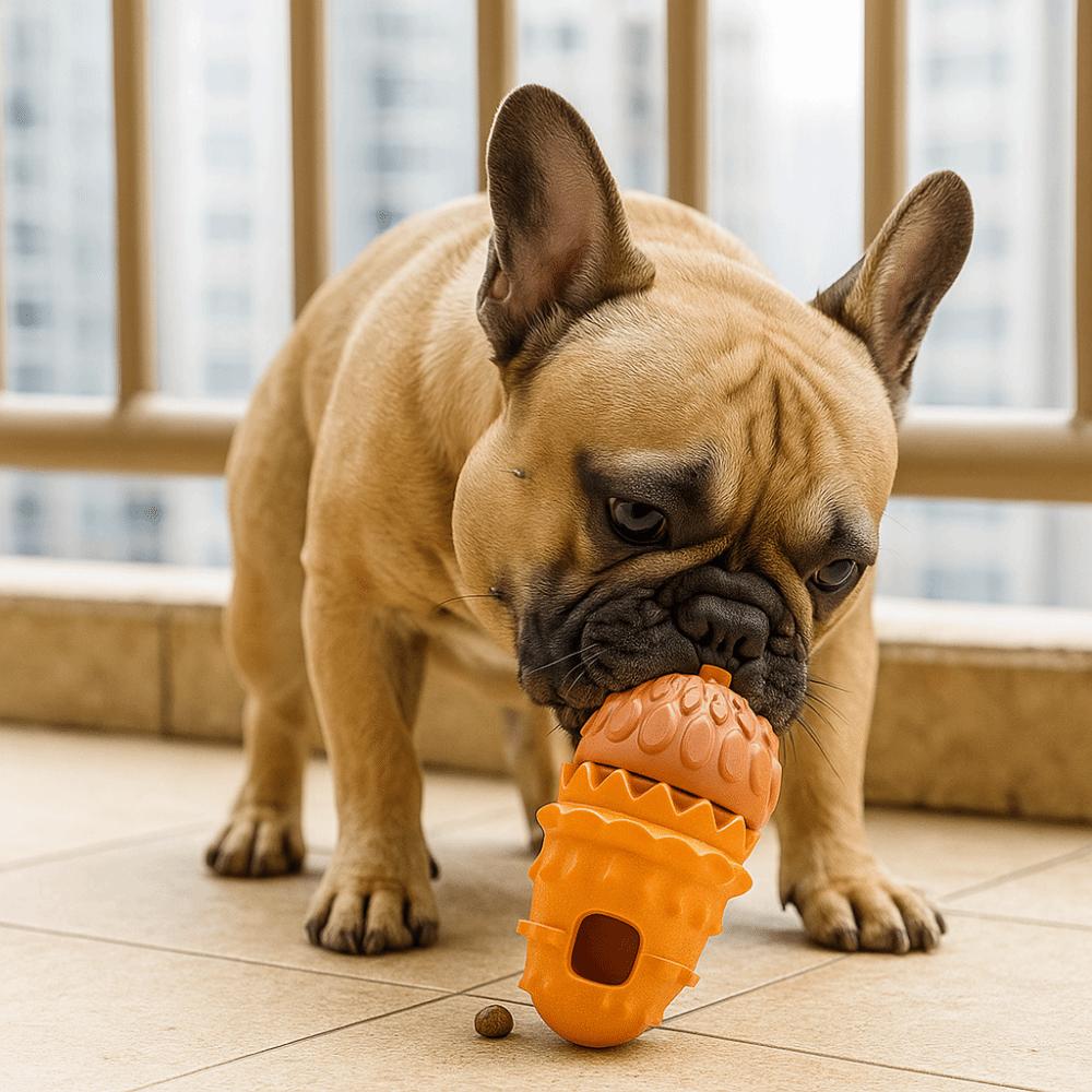 Multi Function Bite Resistant Pet Leakage Food TRP Durable Interactive Dog Pinecone Shape Slow Feeder for Cats and Dogs