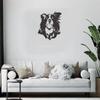 Černá silueta kolie kovová nástěnná elegantní dekorace pro milovníky psů s designem border kolie nebo prostory pro domácí mazlíčky