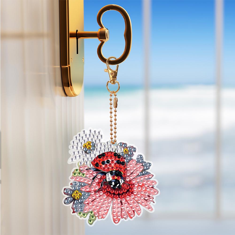 6PCS Special Shape Diamond Art Keyring Double Sided Rhinestone Painting Keychain Pendant Diamond Painting Art Keychain Pendant