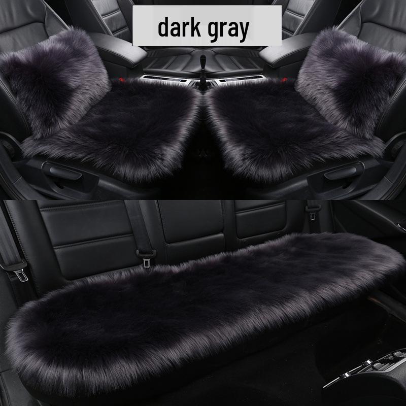 Winter Plush Imitation Wool Car Seat Cushion Set: Non-Slip, Thickened, No Backrest, 3-Piece.
