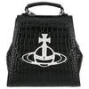 Saturn Logo Design Calfskin Backpack Women Backpack Black 4A020007U-L0098