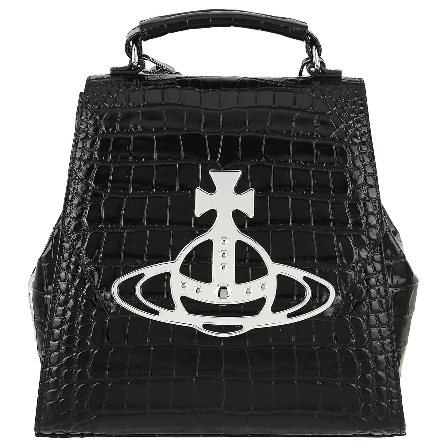 

VIVIENNE WESTWOOD Saturn Logo Design Calfskin Backpack Women Backpack Black 4A020007U-L0098 Basic Set (Bag+Dust Bag)