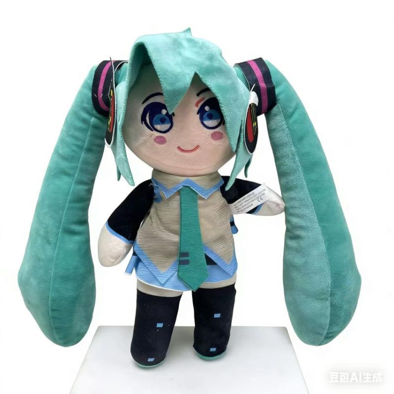 Standing Holding Green Onion Hatsune Miku Plush Anime Toy Doll Cartoon Stuffed Animal Character Cute Dolls