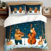 3Pcs Christmas Night Concert Bedding Set Polyester Animal Band Print Duvet Cover Queen Size Soft Home Textile Unique Musical