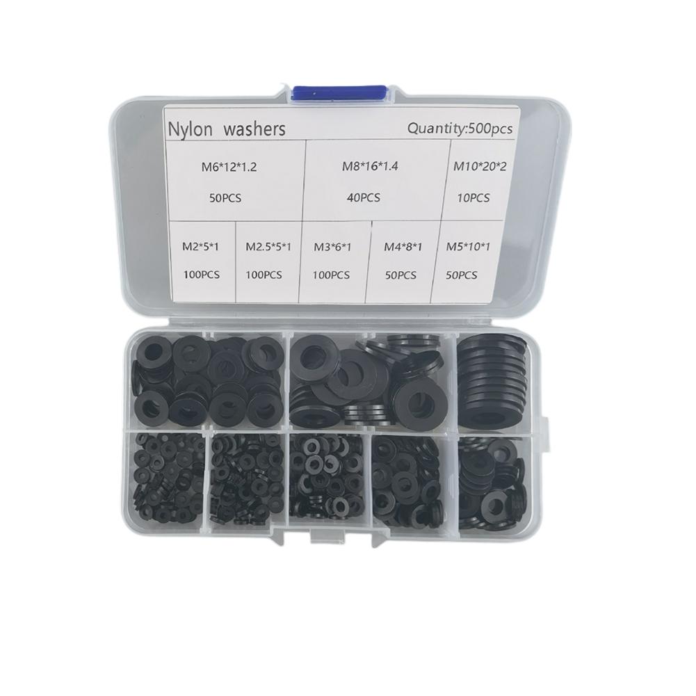 13x7x2cm Black Plastic Washers Assorted Washer Sizes Easy To Use Box High Temperature Resistant For Appliance Repair