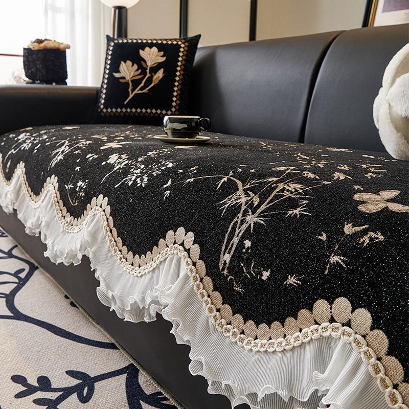 

Французская юбка Подушка для дивана Универсальная для всех сезонов, Новая цельная фиксированная нескользящая подушка для сиденья, Тканевое полотенце-подкладка 90 * 150cm single pack