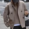 Single Breasted Women Jacket  Autumn Winter Pure Color Long Sleeve Loose Female Fashion Turn-down Collar Street Outwear