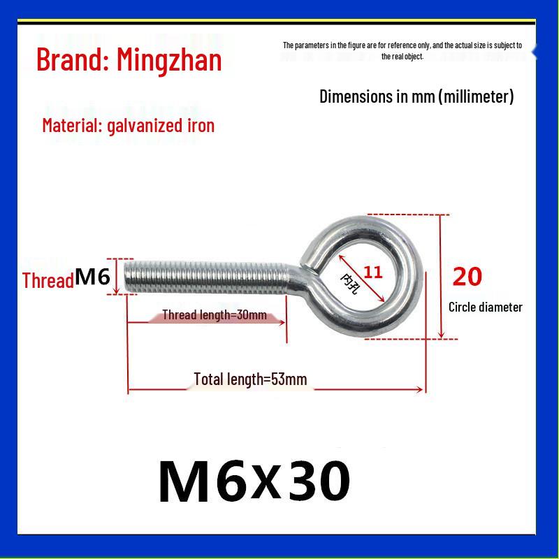 Closed Hook Eye Bolt Screw Ring Hanger - M2.5 to M8 Machine Thread