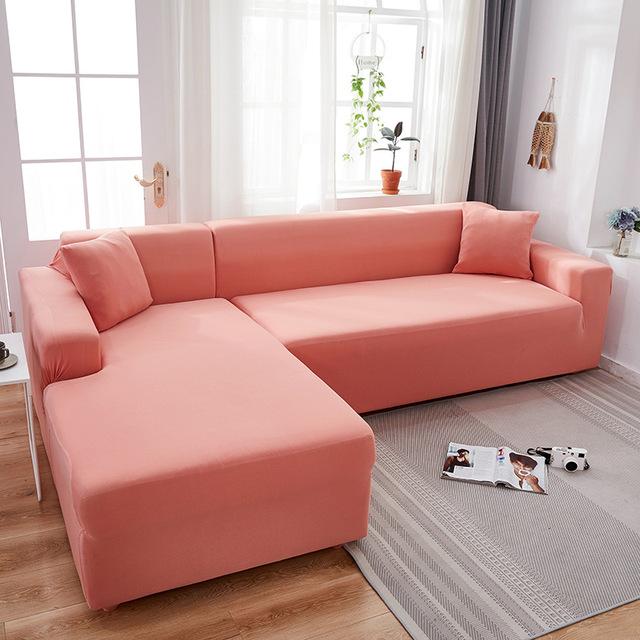 

Spandex Elastic Solid Color Cover Couch Spandex Stretchy Anti -Dust Couch Covers Slipcovers For Family Room Area 1 /2 /3 /4 Seaters Set 1Pillowcase 45x45cm