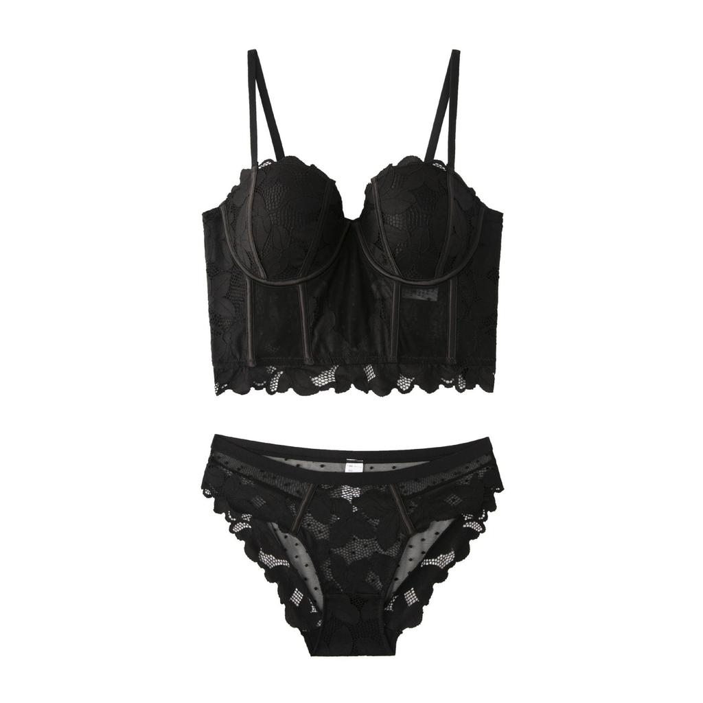 French Lace Fishbone Underwear Sexy Outer Corset Gathered Bra Big Chest Small Breast Bra Bra