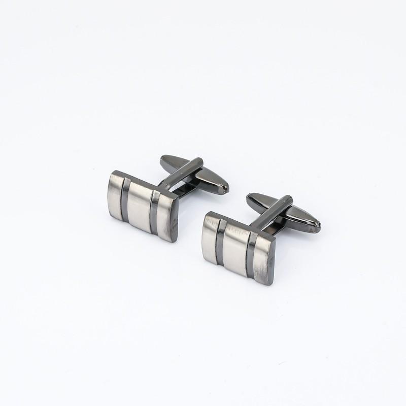 Electroplated Silver Gun Black Brushed Cufflinks Simple Men s Shirt Natural