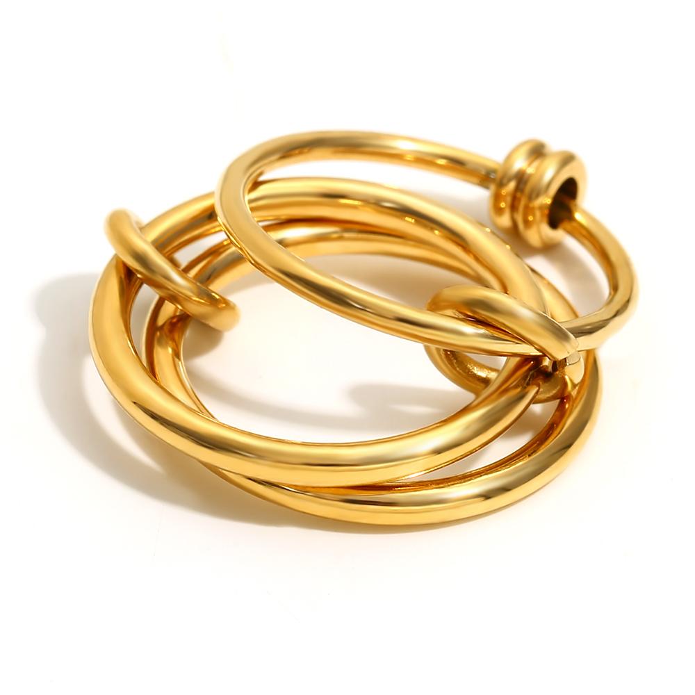 E.B.belle Multiple Layers Strand Loop Indext Finger Rings for Women Lead&nickle Free Stainless Steel Gold Plated Ring