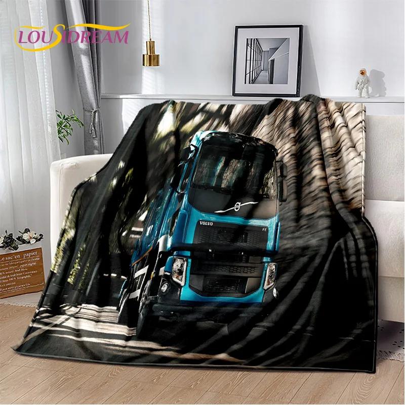 Volvo Truck Lorry 3D Printing Soft Flannel Blanket for Beds Bedroom Sofa Picnic,Throw Blanket for Cover Outdoor Leisure Nap Gift