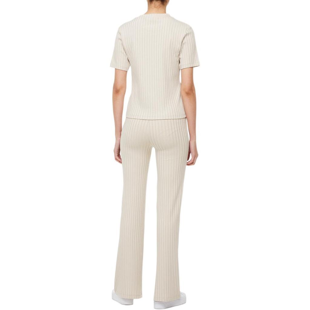 Calvin Klein Embroidered Logo Short Sleeve T-Shirt Women Tops Oat-Milk J220774-ACI