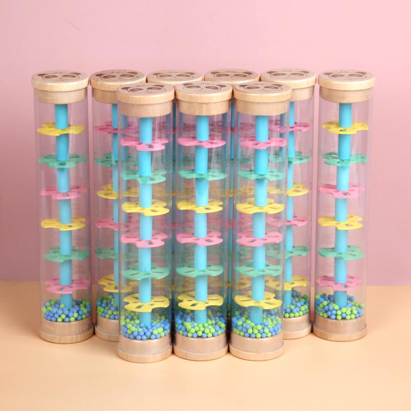 Regenmacher Spielzeug im Bambus-Stil: Visuelles & Auditorisches Früherziehungsinstrument für Säuglinge & Kleinkinder