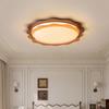 Retro Chinese-Style Walnut Ceiling Light for Bedroom, Hallway, or Balcony - Eye-Protecting Design