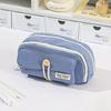Retro Pencil Bag Multi-Compartment Canvas Pencil Case Large Capacity Pen Pouch Stationery Organizer for Students Boys Girls