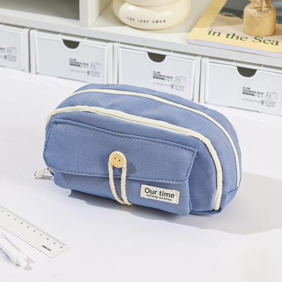 Retro Pencil Bag Multi-Compartment Canvas Pencil Case Large Capacity Pen Pouch Stationery Organizer for Students Boys Girls