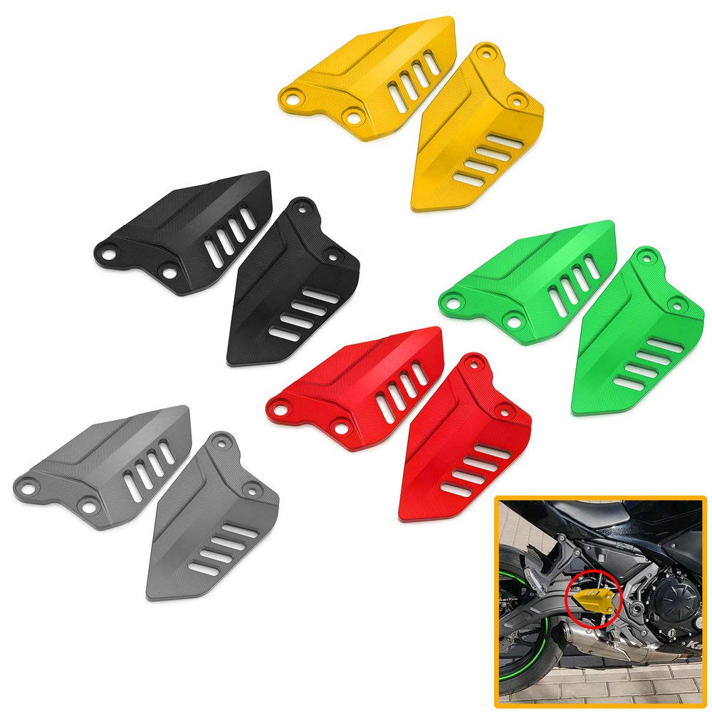 Heinmo Motorcycle CNC Foot Pegs, Footrests, Heel Plate Guards Protectors for Kawasaki 900RS 2017-2021 2022 2023 (No Logo) (Black)