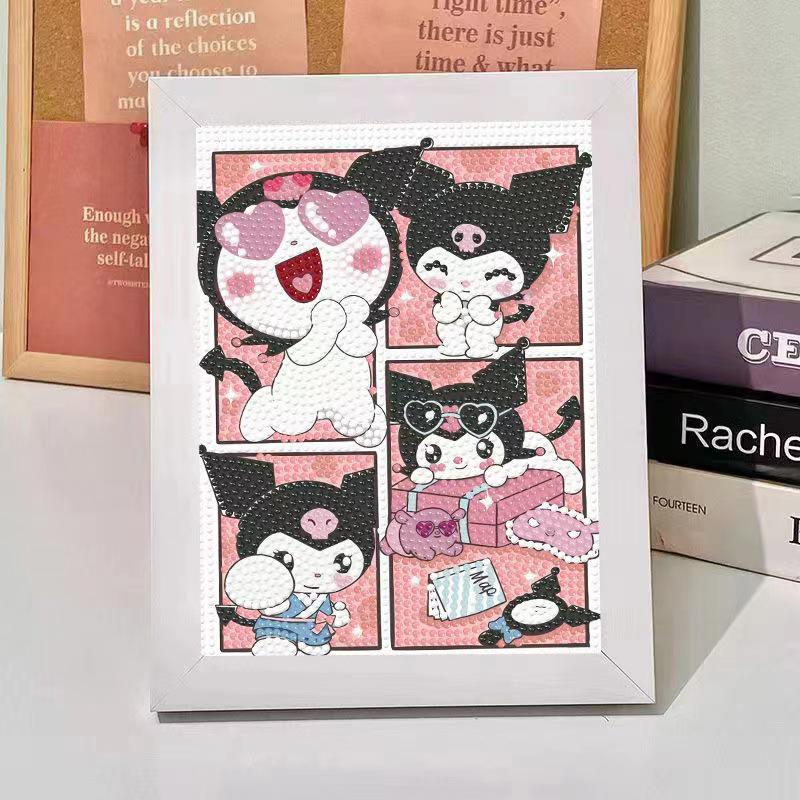 Kuromi Cartoon Diamond Painting Kit: Peace & Joy DIY Gift for Students and Kids.
