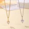 Copper Real Gold Plated Love Heart Zircon Pendant Necklace Women Classic Sweet Light Luxury High-end Temperament Collarbone Chain Jewelry Gift