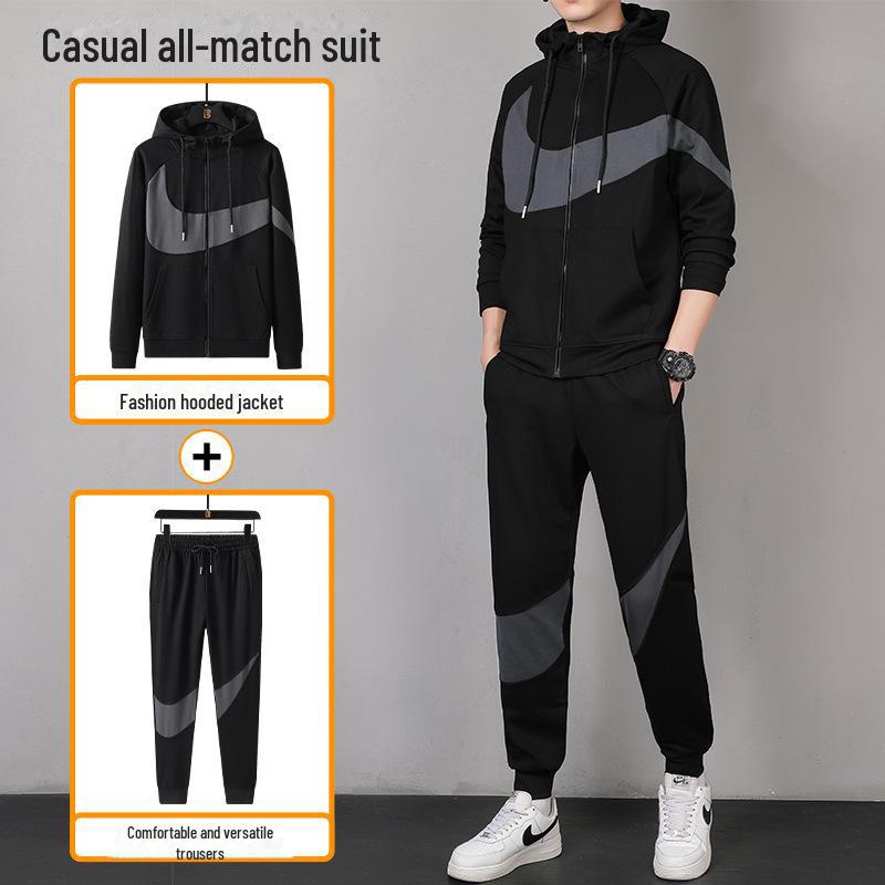 Korean Style Trendy Two-Piece Sportswear: Men's and Women's Casual Sweatshirt and Leggings