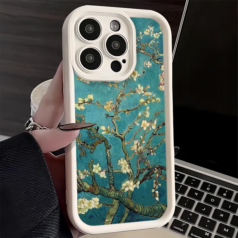 Phone Case for iPhone 17 Air 16E 15 16 Pro Max Van Gogh Oil Painting Aesthetics Cover 14 Plus 13 12 Mini Soft Shell Silicone Fun